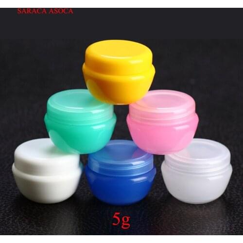 100pcs/lot Retail and Wholesale 5g White Refillable Bottles Empty Plastic PP Cream Container DIY Cream Bottle 6 Color