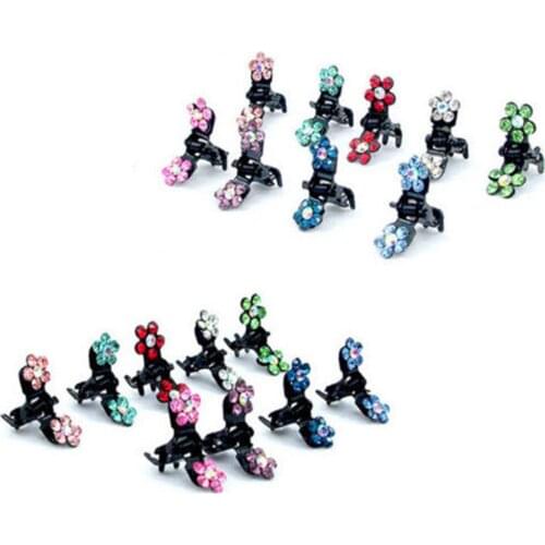 12PCS Girl lady Crystal Flower Mini Hair Claw Clamp Hair Clip Hair Pin Ho