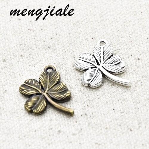 12pcs Two Color Double Sided Clover Charms Alloy Metal Luckly Pendants For DIY Handmade Jewelry Accessories Making 21*16mm