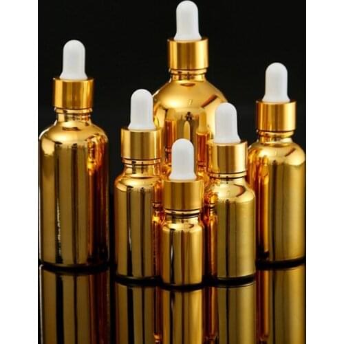 150Pcs Wholesale 5ml 10ml 15ml 20ml 30ml 50ml 100ml Spray Dropper Bottle Plating Glass Essential oil Perfume Cosmetic Accessorie