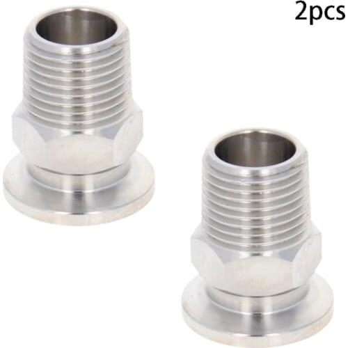 2PCS KF16~KF25 3/4''~1'' Flange Adapter Hexagonal External Thread PT Outer Diameter Vacuum Stainless Steel Flange Pipe Fittings