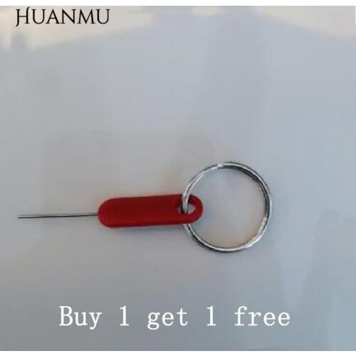 2Pcs SIM Universal Card Picking Needle Eject Pin with Key Ring Extended Red Handle Anti-shock for iPhone Xiaomi Huawei Samsung