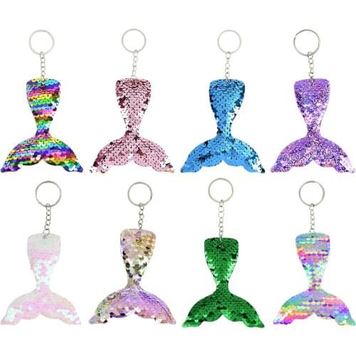3/6pcs Cute Mermaid Keychain Glitter Sequins Key Chain Gifts Women Bags Car Key Phone Accessories Mermaid Tail Key Ring Pendants
