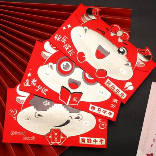 3Pcs 2021 Ox Lucky Chinese Rode Enveloppen Lucky Zakken Rode Packet Voor Chinese Nieuwe Jaar Lente Verjaardag trouwen Party Gift