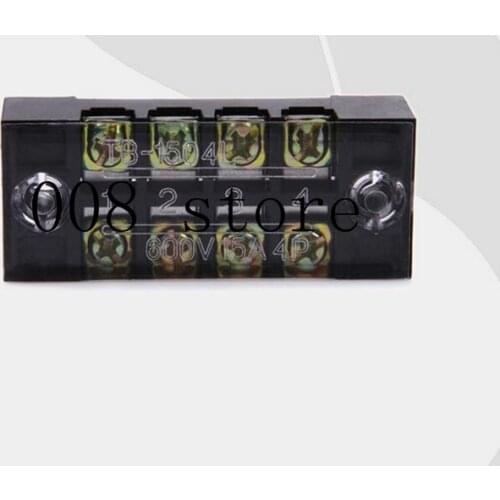 5Pcs 600V 15A TB-1504 Panel Mount Fixed Barrier 4 Position Terminal Block Connector
