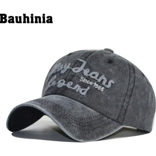 Bauhinia 2020 New Summer Denim Baseball Cap Men Women Embroidery Letter Jeans Snapback Hat Casquette Hip Hop Cap