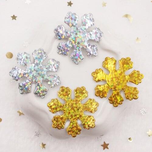120pcs Glitter Colorful Fabric Snowflake Cloth Appliques Wedding Patches DIY Hair Clip Accessories Craft Supplies SE00
