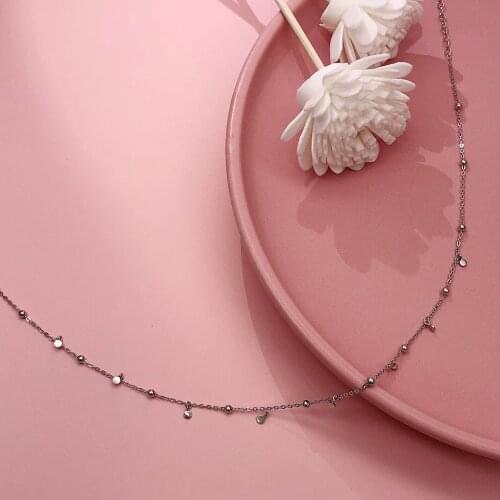 BUDROVKY Round Bead Sequined Clavicle Chain Female S925 Sterling Silver Necklace Cute Jewelry Simple Ladies Party Jewelry