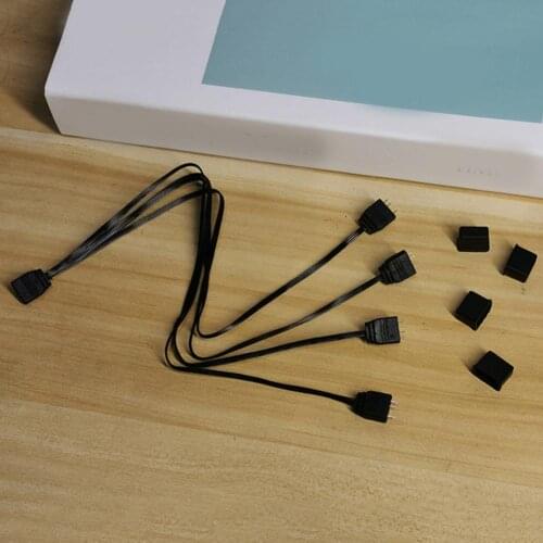 Black COOLMOON Excellent 1 to 4 Mainboard ARGB Hub Universal ARGB Adapter Cable 5V 3 Pin Computer Accessories