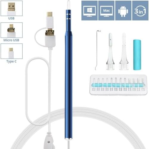 5.5mm Mini Digital Otoscope Camera Handheld 3 in 1 Ent Endoscope Earwax Removal Tool Phone Endoscopic Earpick for Cleaning Ears