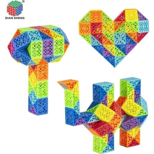 Diangsheng hollow 24 36 48 60 72 Segments Magic Rule Snake pecas Rainbow Macaroon multi-color 3d puzzle Cube Transformable toys