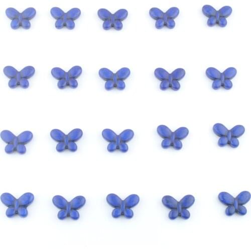 40Pcs Stone Beads Dark Blue Turquoises Butterfly Shaped Loose Beads For Jewelry Making DIY Necklace Bracelet Accessories QG3300