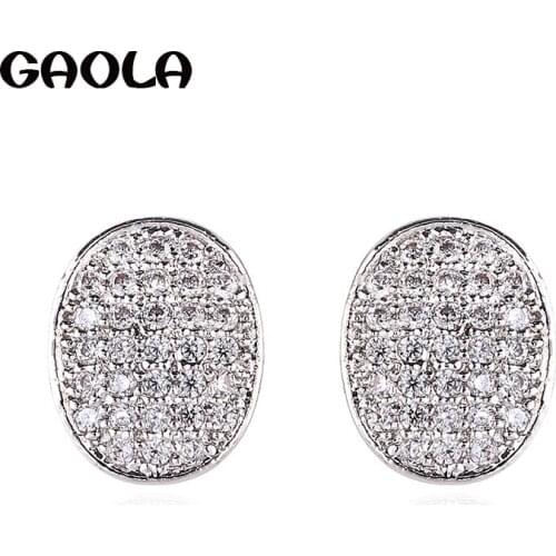 GAOLA New Round AAA Cubic Zirconia Classic Stud Earrings Engagement Gift GLE4462