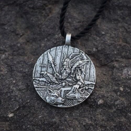 God Odin With Ravens And Wolf Pendant Necklaces Norse Odin Viking Jewelry Slavic Pendant Sanlan Original Jewelry
