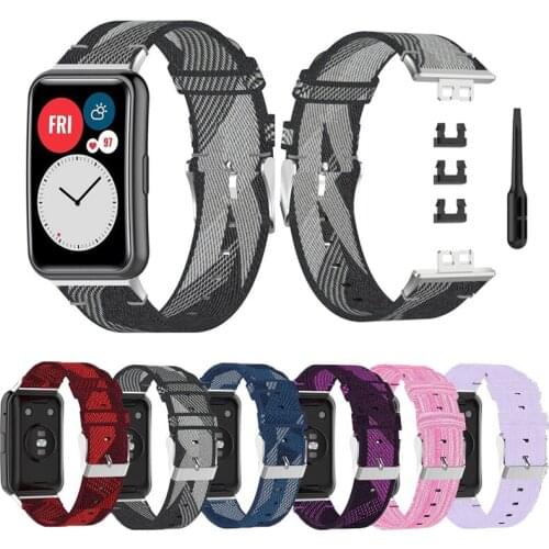 Canvas Nylon Strap for HUAWEI Watch Fit TIA-B09 Watch band Replacement stripe Sports Bracelet for huawei fit Smart wrist band