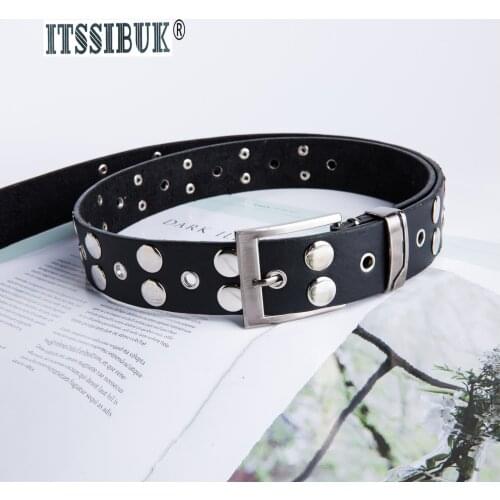 ITSSIBUK 2019 Hardware punk rivet belt general belt for men and women street hip hop belt