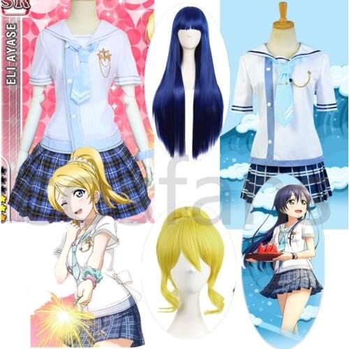 Anime Love Live Cosplay Costumes Ayase Eli Cosplay Kousaka Honoka Costume Girl Sailor Uniforms wigs Tojo Nozomi Nishikino