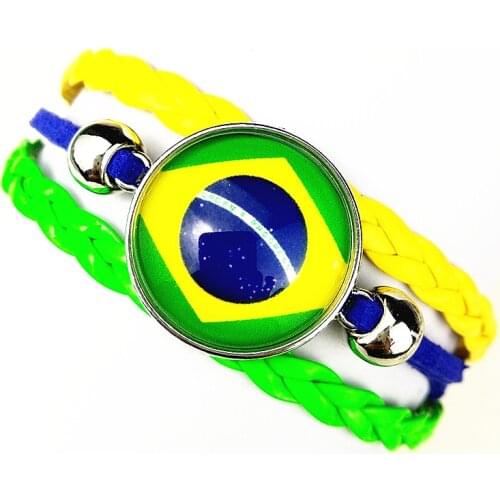 1pc New National flag, the United States, Brazil, Portugal, France, Germany, Italy, England, Leather bracelet for women men