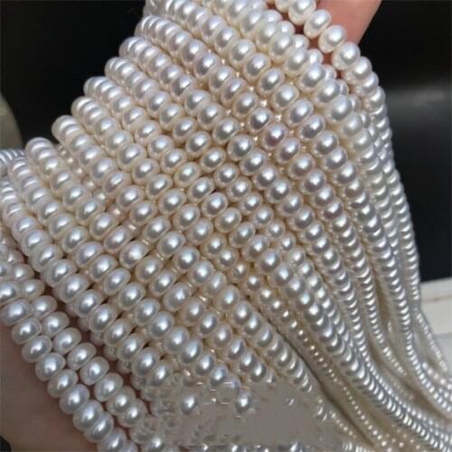 AAA loose beads Freshwater Pearl white roundel 6-77-8/8-9mm Wholesale for DIY for jewelry 14inch