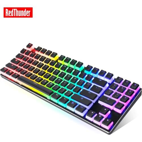 RedThunder Mechanical Gaming Keyboard with PBT Pudding Keycaps, 89 Keys RGB Backlit Wired Keyboards with Blue Switches for PC