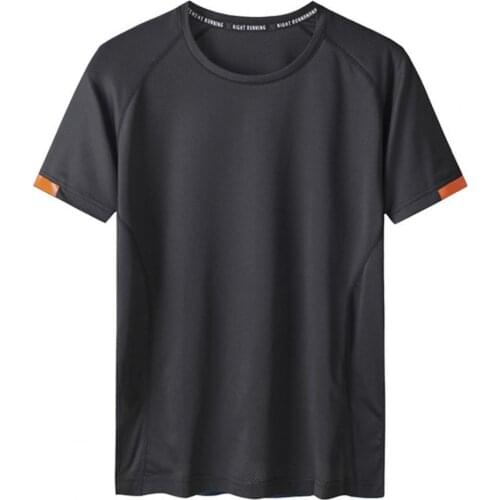 Men T-shirt Stretchy Quick Dry Summer Short Sleeve Round Neck Top for Sports t shirt for men clothes 2021 Black xxxxl