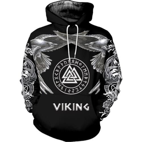 Beautiful pattern Viking Tattoo 3D Printed Men hoodie Harajuku balck Hooded hoodies Hip Hop Streetwear Sweatshirt plus size