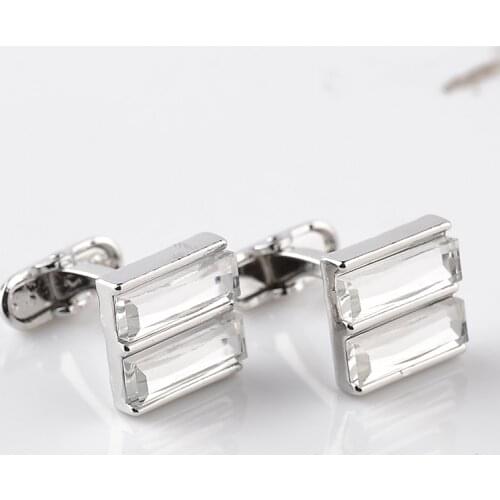 Mens Square Shirt Cufflinks Button High Quality Luxury Fashion White Crystal Cuff Links Nail Sleeve Christmas Gift For Boyfriend
