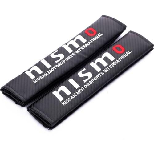 Embroidery for NISMO emblem Car carbon fiber style seat belt cover shoulder pad for nissan gtr qashqai j11 j10 accessories