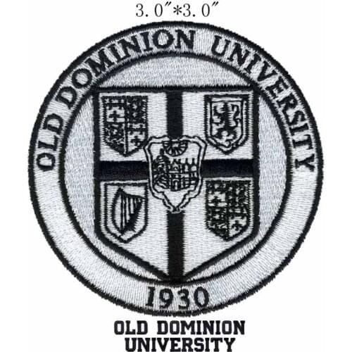 Old Dominion University Seal 3"wide embroidery patch for 1930 texts/black and white/the books