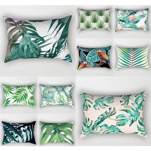 Floral Tropical Plant Pillowcas Cushion Cover Home Decor Palm Leaf Green Leaves Flower Decorative Linen Sofa Car Pillow Case