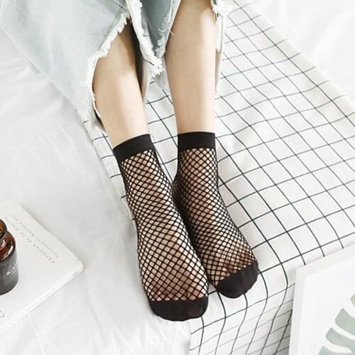 1Pair Fashion Elastic Fishnet Socks Women Sexy Ladies Mesh Fish Net Socks Breathable Comfortable New Hot Sock Red New