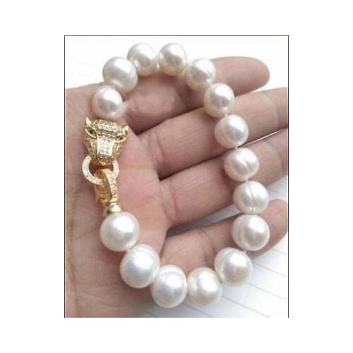 Natural 2016 new leopard head 12-11MM SOUTH SEA white PEARL bracelet >jewerly free shipping
