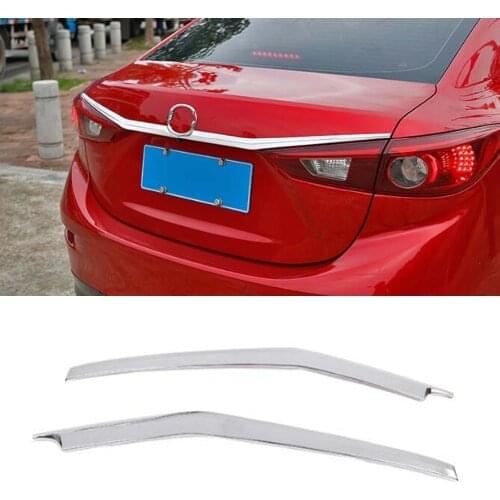 Fit For Mazda 3 Axela Sedan 4dr 2014 2015 2016 2017 2018 Car Rear Trunk Door Strips Styling Trim Bumper Cover Stickers 2Pcs ABS