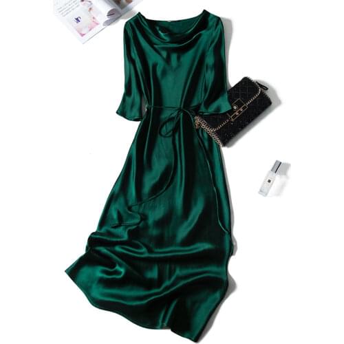 Plus Size Vintage Bandage Half Sleeve O-Neck A-Line Loose Slim Solid Color Dark Green Black Pink Holiday Cocktail Dresses 9265