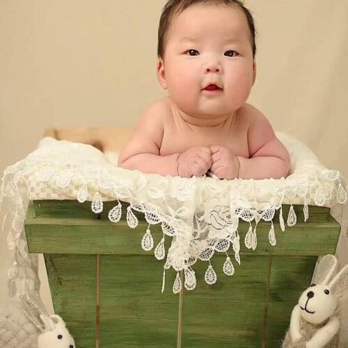 Newborn Photography Props Infant Costume 140*35cm Lace Triangle Scarf Wraps Tassels Bebe Soft Flower Lace Photo Wrap Cloth