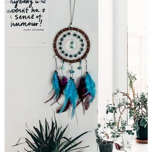 Handmade Indian Colorful Dream Catcher Net with Feathers Wind Chimes Wall Hanging Dreamcatcher Craft Gift For Home Decor