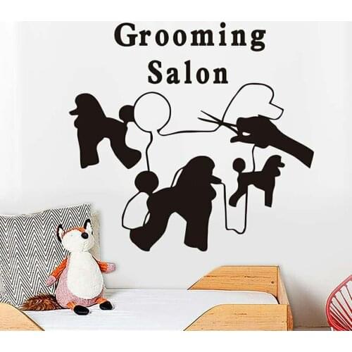 Dogs Salon Wall Stickers Home Decoration Accessories For Modern Grooming Salon Pet Shop Creative Vinyl Wall Decal Art Decor Y652