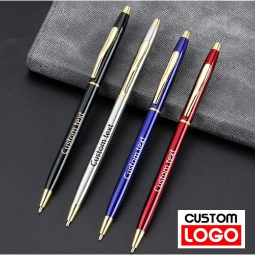Student Metal Ballpoint Pen Hotel Advertising Gift Gel Pen Lettering Engraved Name Customized Logo Wholesale Business Supplies