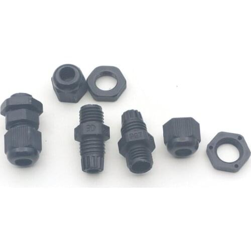 Waterproof PG7 Cable Connector Plastic Adjustable M12 Thread Cable Gland With Locknut For 3.5-6mm Wire
