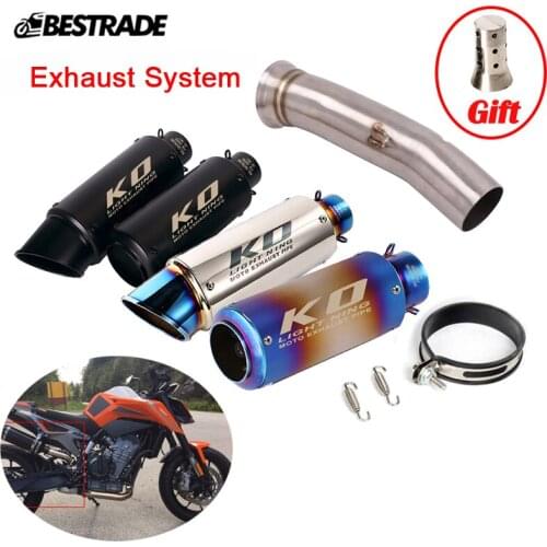 Motorcycle Exhaust System Middle Connect Link Pipe Slip On Mufflers Tube With DB Killer Stainless Steel Modified For Duke 790