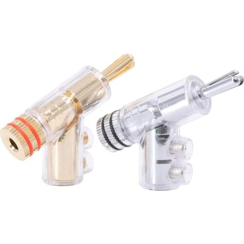 AHSY High-end brass gold-plated rhodium gun type audio and video speaker adapter 6mm banana connector Hifi speaker cable plug