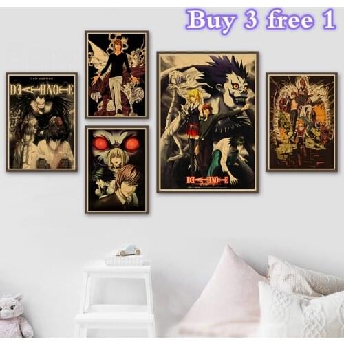 Death Note Japanese Cartoon Comic Poster Kraft Paper Wall Sticker Bar Cafe Decorative Painting