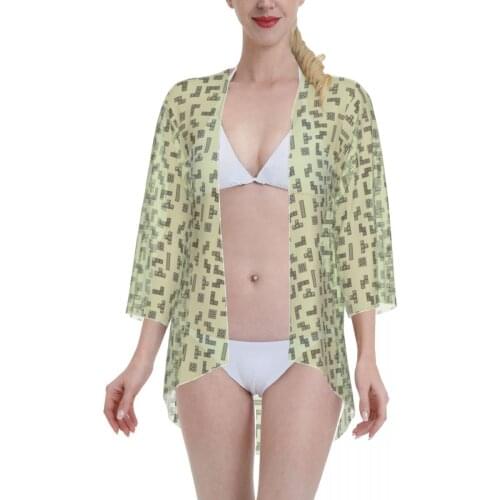 2021 Women Swimsuit Kimono Cardigan Game Anime 80s Costume Retro Game Summer Bathing Suit blouse
