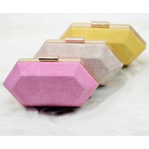 Geometric Shape Women Evening Clutch Purse Bag New Fashion 3 Colors Lady Phone Shoulder Chain Handbag Small Party Prom Clutches