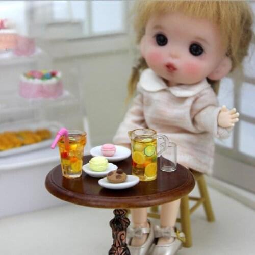 1:12 Dollhouse Miniature Fruit Tea Mini Drinks Cups for Blyth Barbies OB11 BJD Doll House Kitchen Play Toys