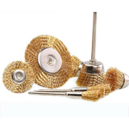 1Pcs Brass Wire Brush 2.35/3mm Shank Copper Wire Brush Buffing Wheel Jade Cleaning Deburring Grinding Rotary Tool Accessories