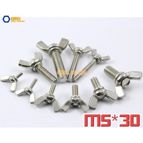 10 Pieces M5 x 30mm 304 Stainless Steel Wing Bolt Butterfly Screw Bolt