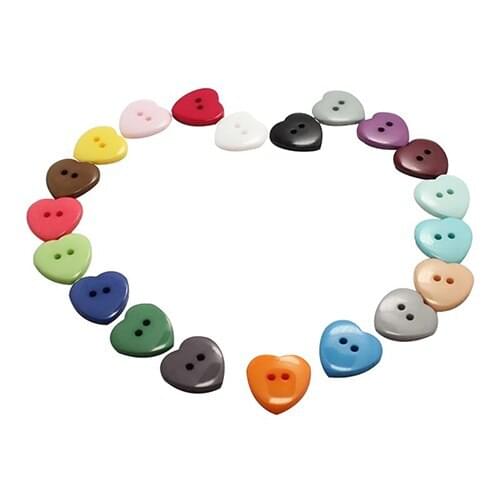 100PCs Heart Mixed Colors Resin Buttons Fit Sewing or Scrapbooking 10mm