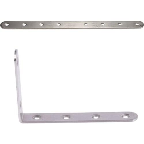 125X75mm L Shape Stainless Steel Shelf Corner Brace Angle Bracket & Metal 8 Holes 250mm