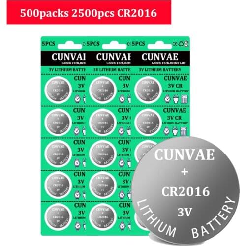 2500pcs CR2016 Top Quality Lithium Battery 3V Li-ion Button Battery Watch Coin Batteries cr 2016 DL2016 ECR2016 GPCR